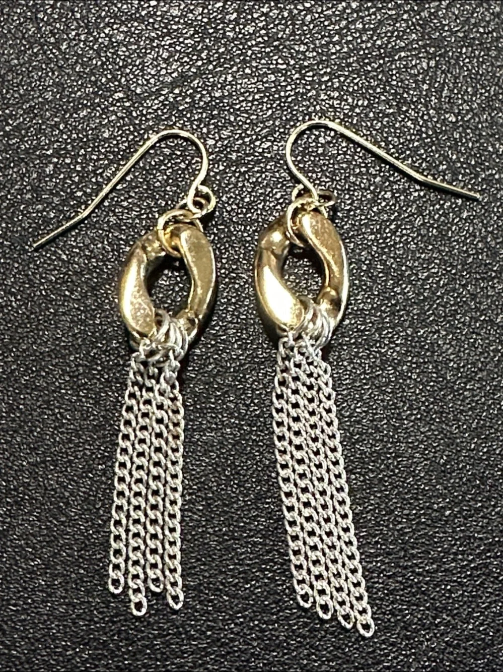 Premier Designs Two Tone Chain Link Tassel Drop Earrings
